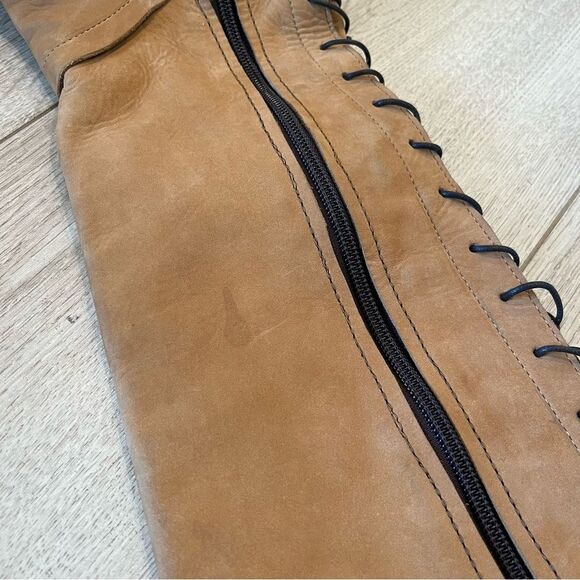 Sundance At A Glance Tan Suede Leather Lace Up Knee High Boot Size 36/5.5-6 - Picture 4 of 9
